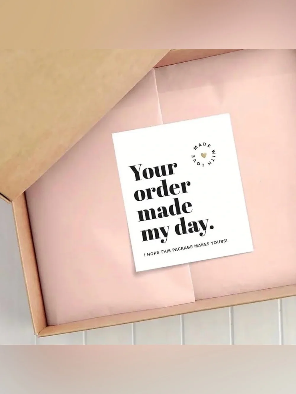 Thank you Cards “Your Order Made My Day” Set of 50 - 3.5”x 3”